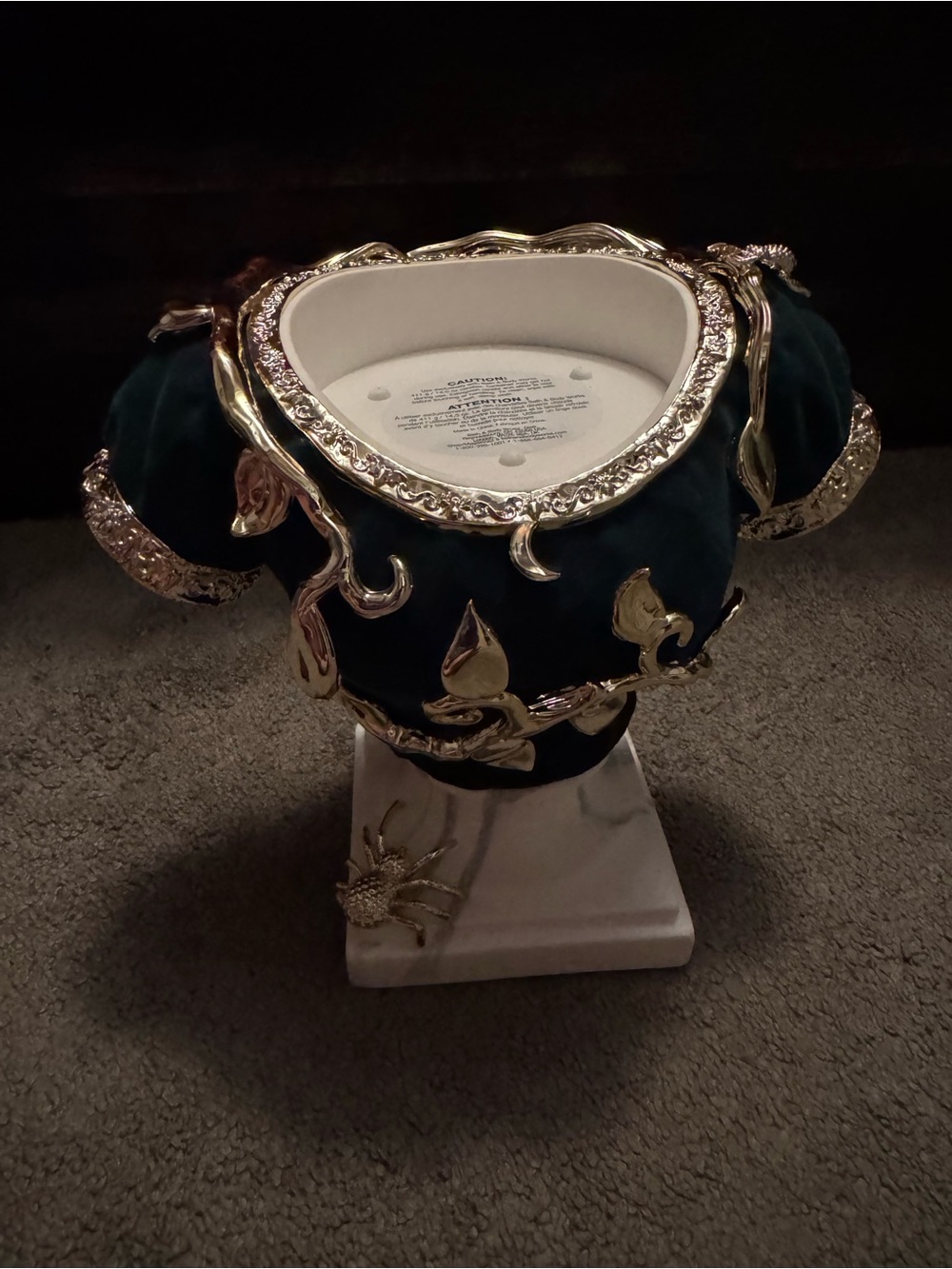 Decorative Velvet and Gold Accent candle holder